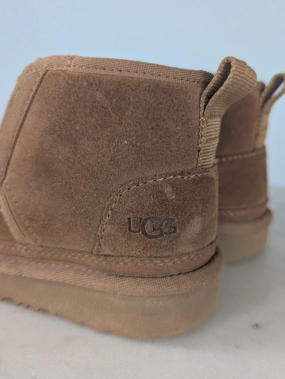 UGG Baby Neumel EZ Fit Chestnut Brown Suede Logo Winter Boots